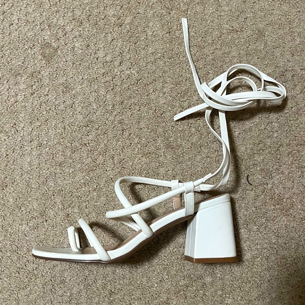 White Lace Up Heels